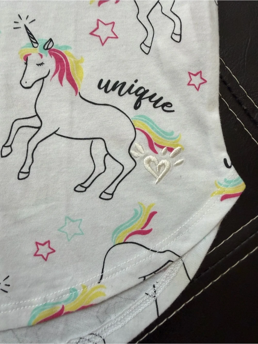 Justice - White Unicorn Tank with Pink “Unique” Pocket and Rainbow Accents